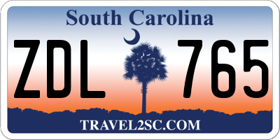 SC license plate ZDL765