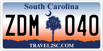 SC license plate ZDM040