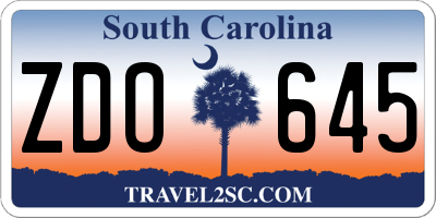 SC license plate ZDO645