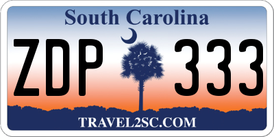 SC license plate ZDP333