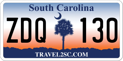 SC license plate ZDQ130