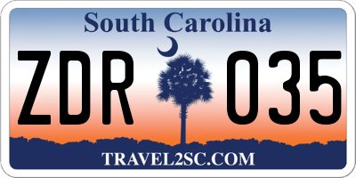 SC license plate ZDR035
