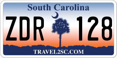 SC license plate ZDR128