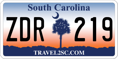 SC license plate ZDR219