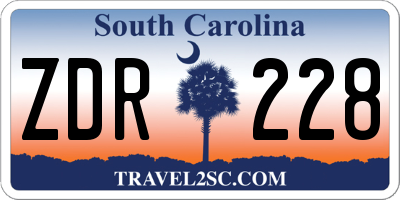 SC license plate ZDR228