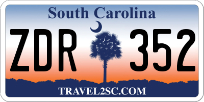 SC license plate ZDR352