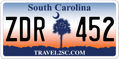 SC license plate ZDR452