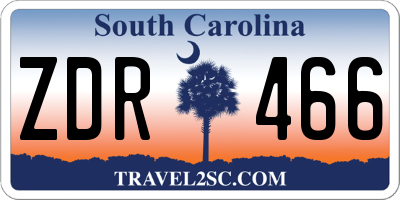 SC license plate ZDR466