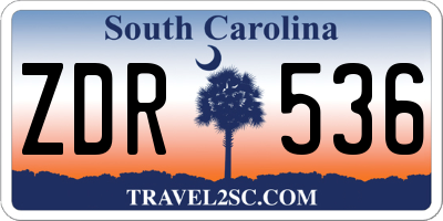 SC license plate ZDR536