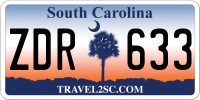 SC license plate ZDR633