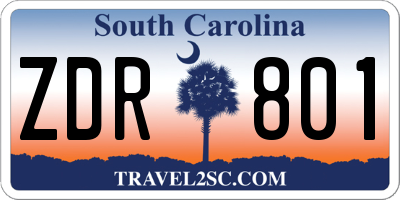 SC license plate ZDR801