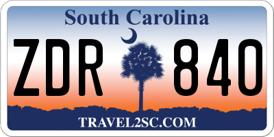SC license plate ZDR840