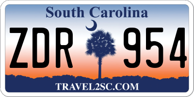 SC license plate ZDR954