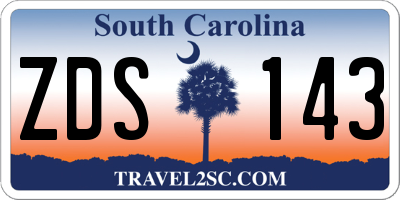 SC license plate ZDS143
