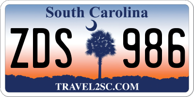 SC license plate ZDS986