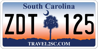 SC license plate ZDT125