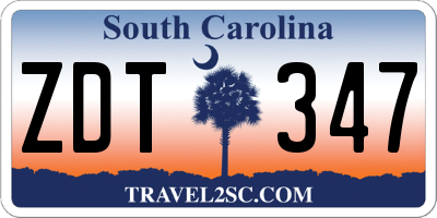 SC license plate ZDT347