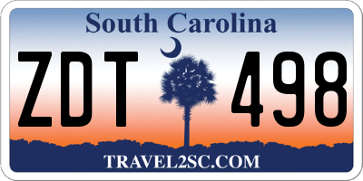 SC license plate ZDT498