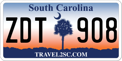 SC license plate ZDT908