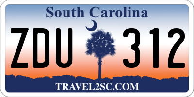 SC license plate ZDU312