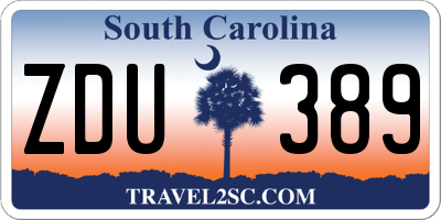 SC license plate ZDU389