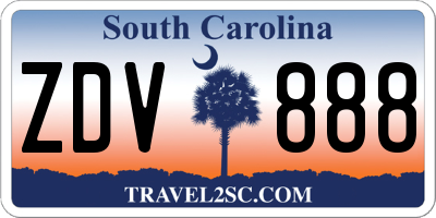 SC license plate ZDV888