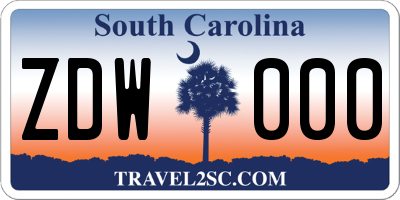 SC license plate ZDW000