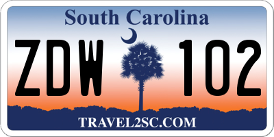 SC license plate ZDW102
