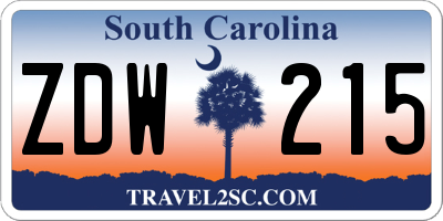 SC license plate ZDW215