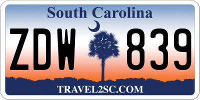 SC license plate ZDW839