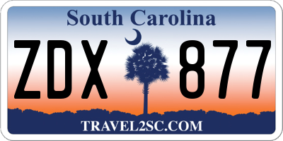 SC license plate ZDX877