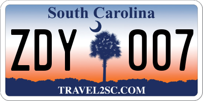 SC license plate ZDY007