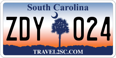 SC license plate ZDY024