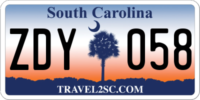SC license plate ZDY058