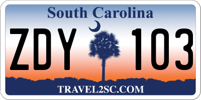 SC license plate ZDY103