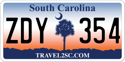 SC license plate ZDY354