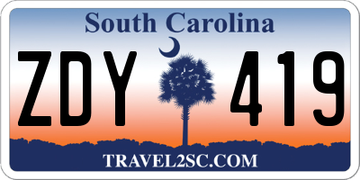 SC license plate ZDY419