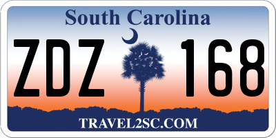 SC license plate ZDZ168