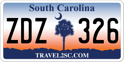 SC license plate ZDZ326