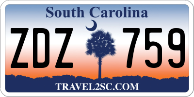 SC license plate ZDZ759