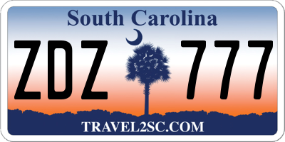 SC license plate ZDZ777