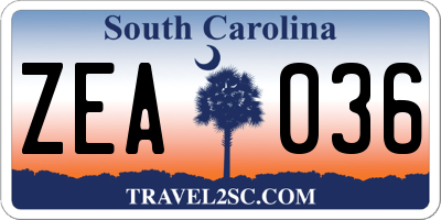 SC license plate ZEA036