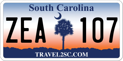 SC license plate ZEA107