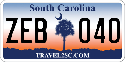 SC license plate ZEB040