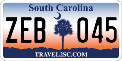 SC license plate ZEB045