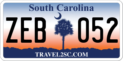 SC license plate ZEB052