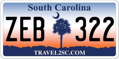 SC license plate ZEB322