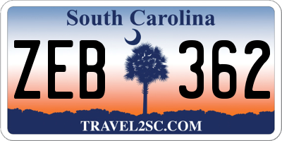SC license plate ZEB362