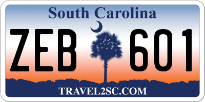 SC license plate ZEB601