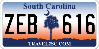 SC license plate ZEB616